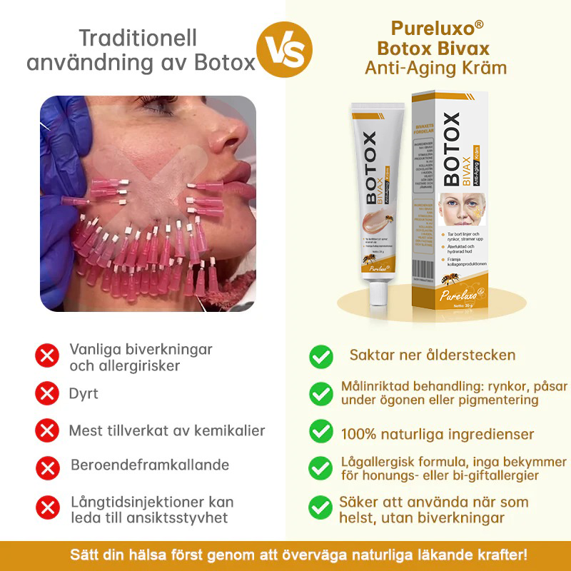 👨‍⚕️ Tillverkad och skickad från Sverige- Pureluxo® Botox Bee Venom Anti-Rynk Kräm – SISTA DAGEN 80% RABATT