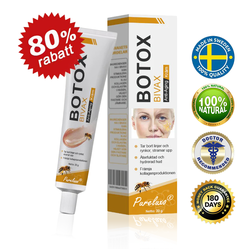 👨‍⚕️ Tillverkad och skickad från Sverige- Pureluxo® Botox Bee Venom Anti-Rynk Kräm – SISTA DAGEN 80% RABATT